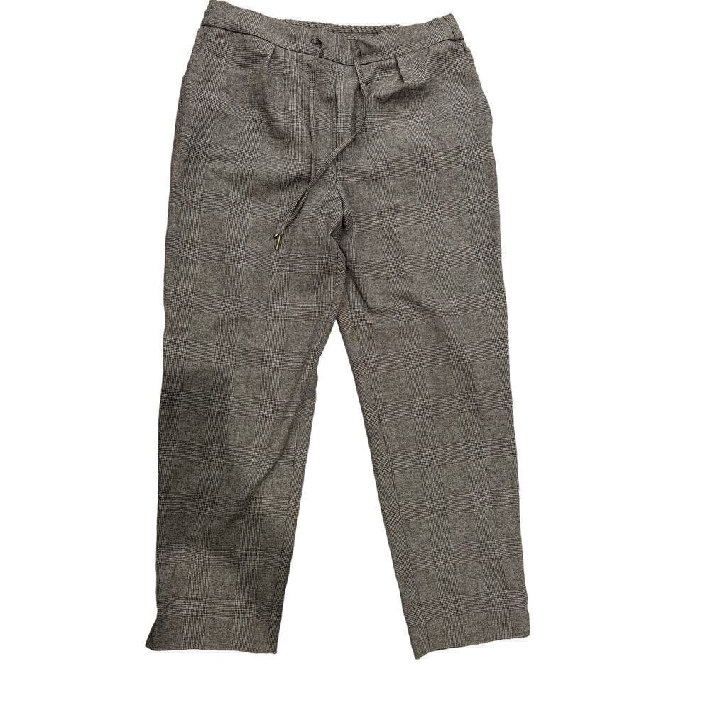 Zara Size 6 Plaid Pants Grey/Black/Brown Elastic Waist Trousers Dress Pants